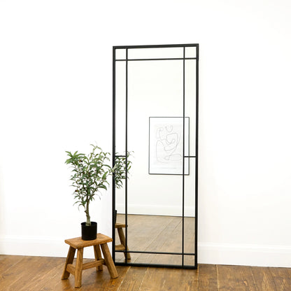 Bexley Full-Length Industrial Metal Wall Mirror - Matte Black - 180 x 70 cm Spiegel Weltt