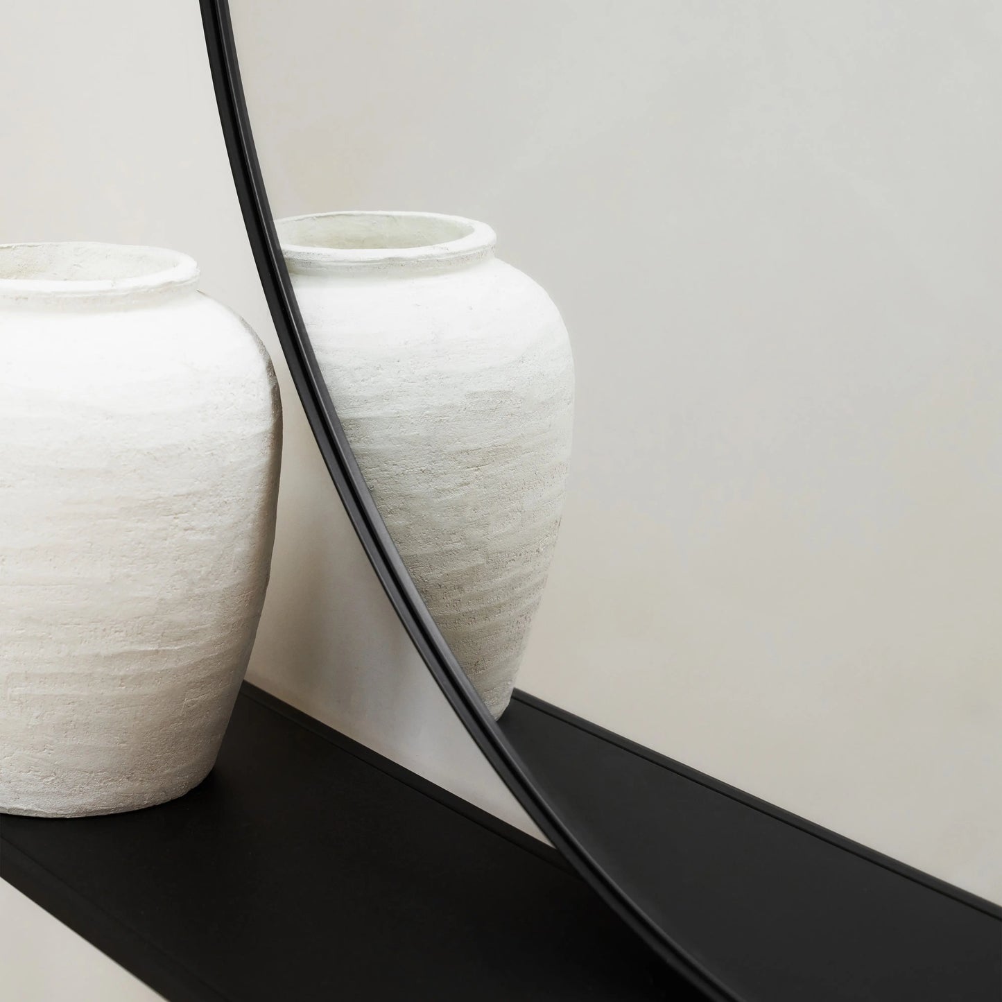 Theo Round Wall Mirror - 120cm Matte Black Metal Industrial Minimalist Design Spiegel Weltt